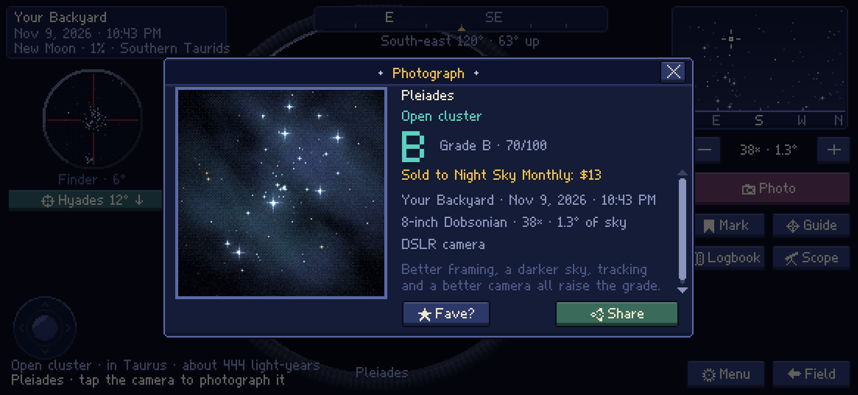 A new photograph of the Pleiades with its grade.